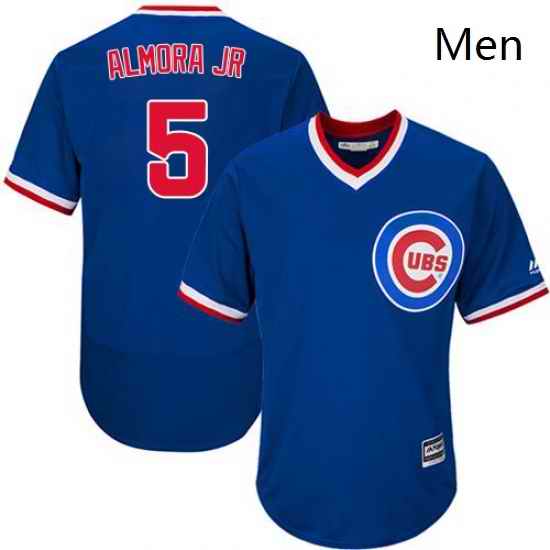 Mens Majestic Chicago Cubs 5 Albert Almora Jr Royal Blue Cooperstown Flexbase Authentic Collection MLB Jersey
